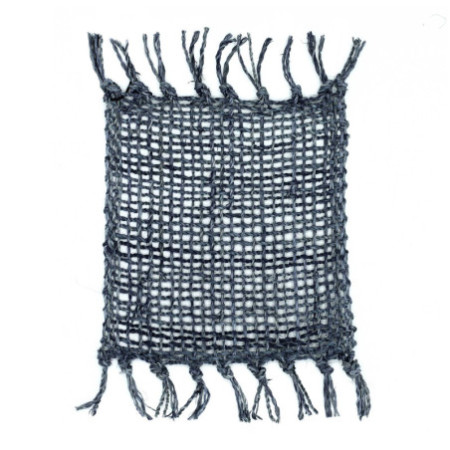 Lot de 4 sous-verres naturels à franges en jonc de mer - Anthracite