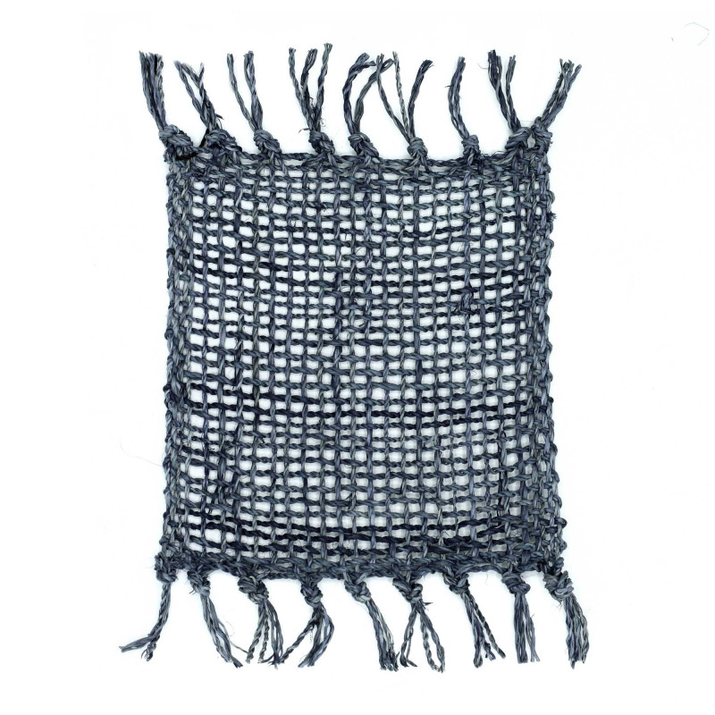 Lot de 4 sous-verres naturels à franges en jonc de mer - Anthracite