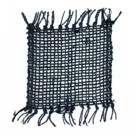 Lot de 4 sous-verres naturels à franges en jonc de mer - Noir