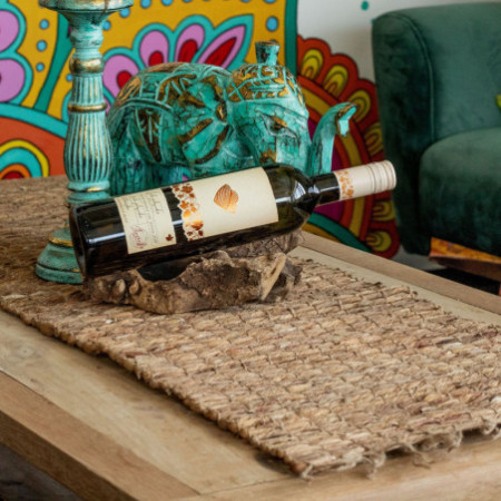 Chemin de table en jacinthe d'eau - Robusta et franges - 150 cm