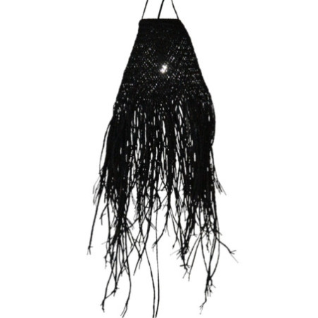 Abat-jour suspendu en doum tressé noir - 20x15cm