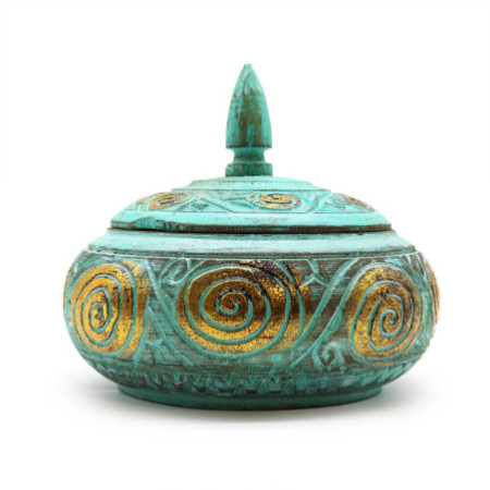 Pot de bonbons turquoise trapu -