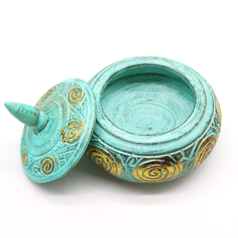 Pot de bonbons turquoise trapu -