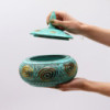 Pot de bonbons turquoise trapu -
