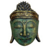 Tête de Bouddha décorative pour la maison - 25 cm - Finition verte brillante