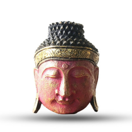 Décoration d'intérieur Tête de Bouddha - 25 cm - Finition rouge brillant