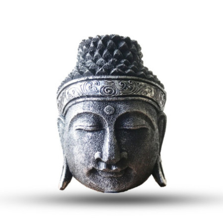 Décoration d'intérieur Tête de Bouddha - 25 cm - Finition argentée brillante