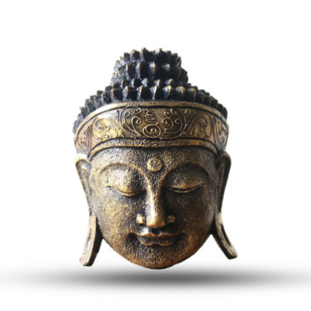 Décoration d'intérieur Tête de Bouddha - 25 cm - Finition dorée brillante