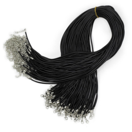 Lot de cordons cirés pour pendentifs - 2 mm x 55 cm - Assortis - Noir 101
