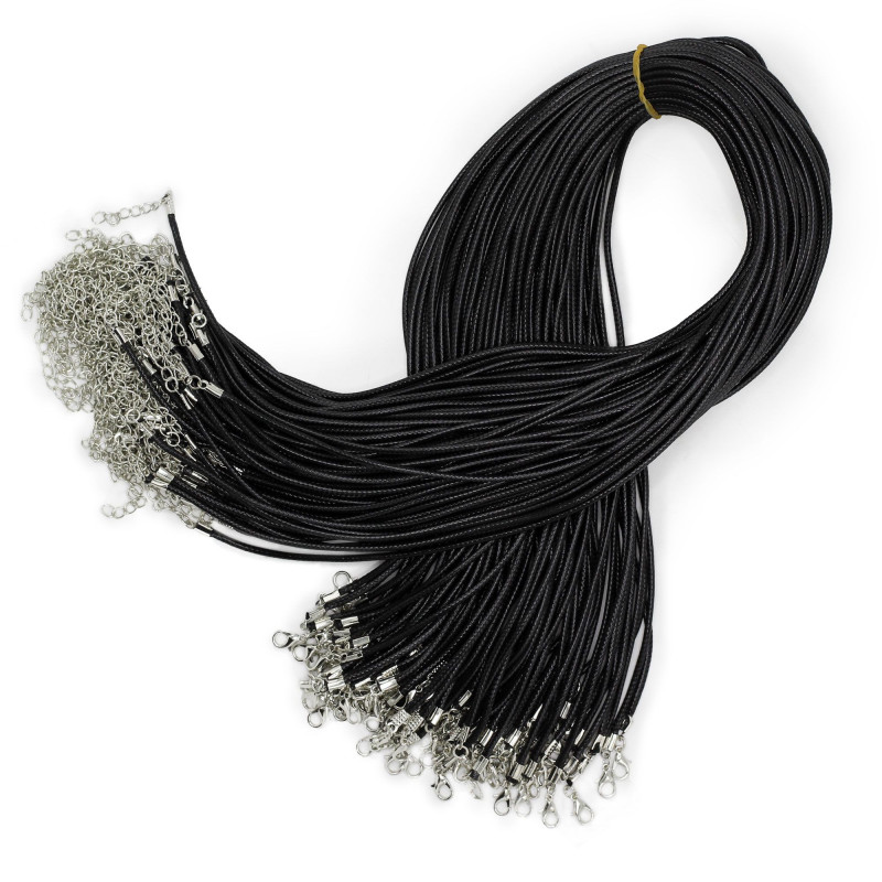 Lot de cordons cirés pour pendentifs - 2 mm x 55 cm - Assortis - Noir 101