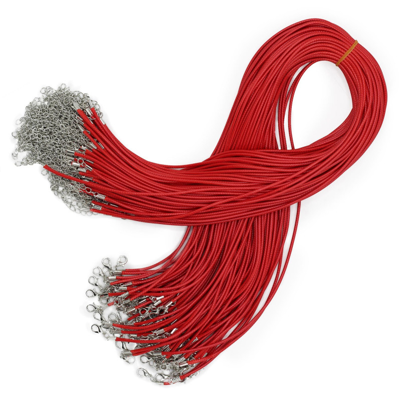 Lot de cordons cirés pour pendentifs - 2 mm x 55 cm - Assortis - Rouge 105
