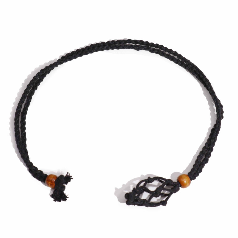Collier avec cordon en cristal et pierres précieuses, 45 cm/18 pouces - Noir