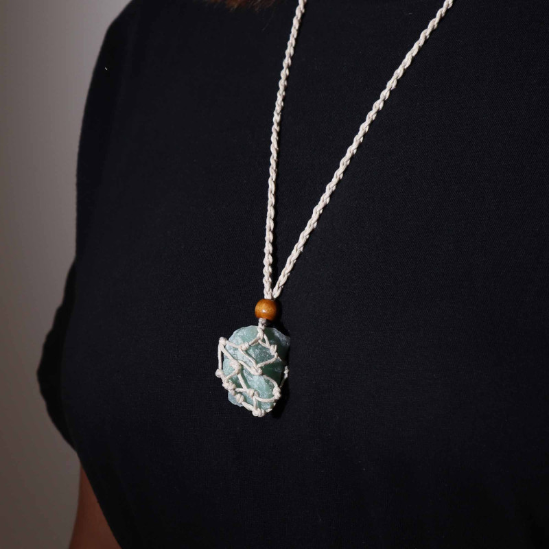 Collier avec cordon en cristal de 45 cm (18 pouces) - Naturel