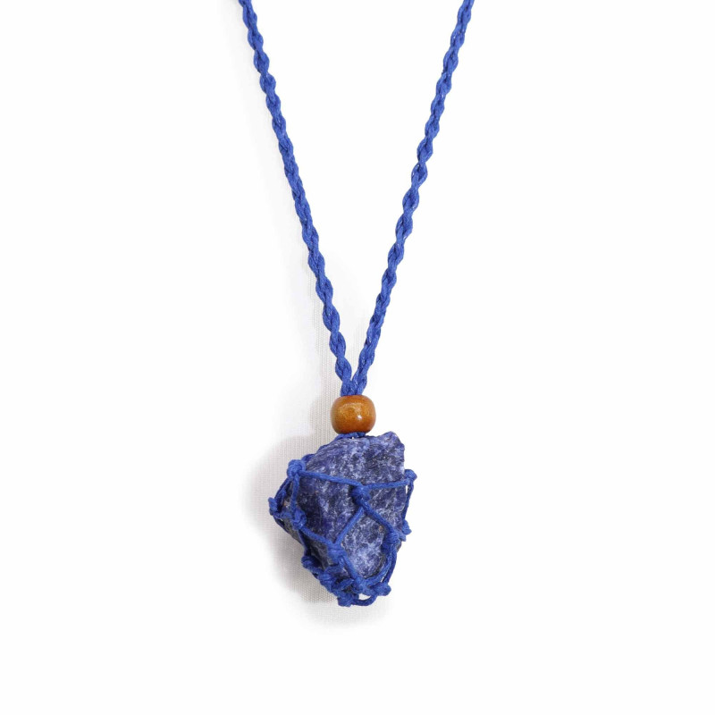 Collier avec cordon en cristal et pierres précieuses, 45 cm/18 pouces - Bleu marine