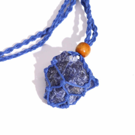 Collier avec cordon en cristal et pierres précieuses, 45 cm/18 pouces - Bleu marine