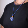 Collier avec cordon en cristal et pierres précieuses, 45 cm/18 pouces - Bleu marine