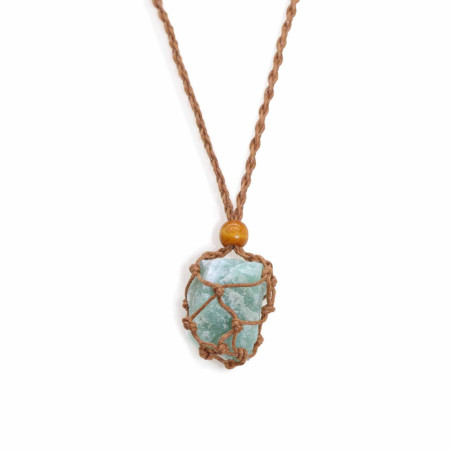 Collier avec cordon en cristal et pierres précieuses, 45 cm/18 pouces - Marron