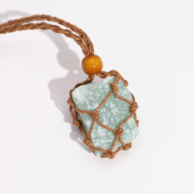 Collier avec cordon en cristal et pierres précieuses, 45 cm/18 pouces - Marron