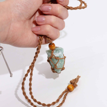 Collier avec cordon en cristal et pierres précieuses, 45 cm/18 pouces - Marron