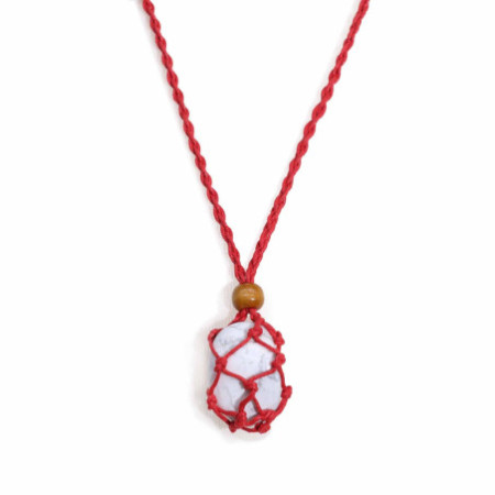 Collier avec cordon en cristal et pierres précieuses, 45 cm/18 pouces - Rouge