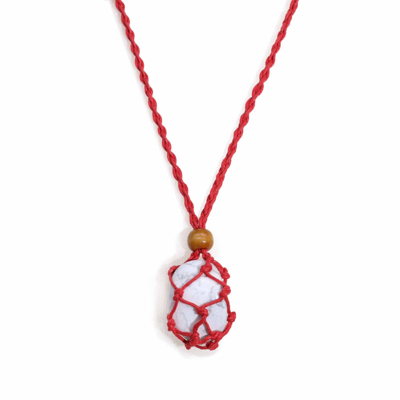 Collier avec cordon en cristal et pierres précieuses, 45 cm/18 pouces - Rouge
