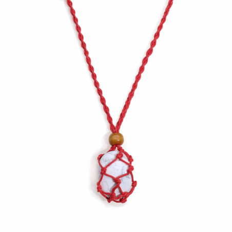 Collier avec cordon en cristal et pierres précieuses, 45 cm/18 pouces - Rouge