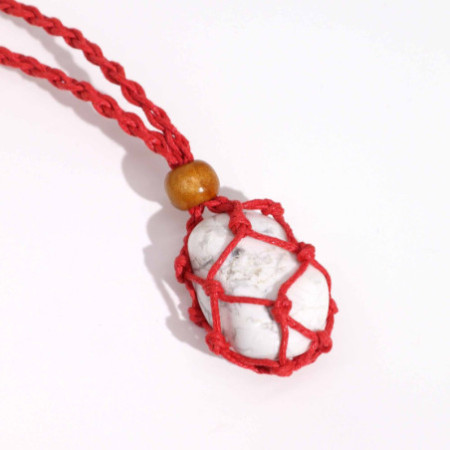 Collier avec cordon en cristal et pierres précieuses, 45 cm/18 pouces - Rouge