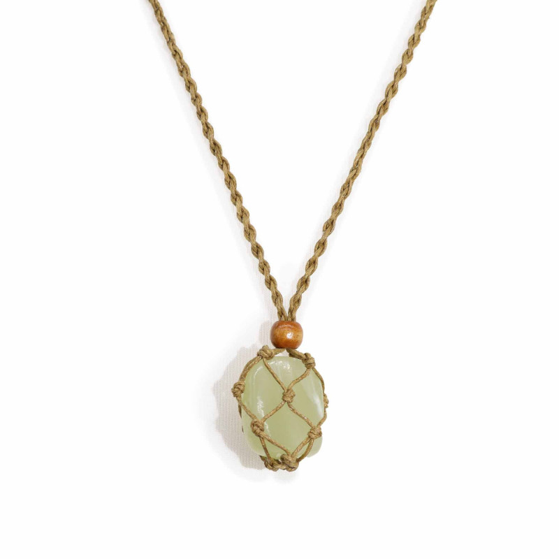 Collier avec cordon en cristal et pierres précieuses, 45 cm/18 pouces - Sable