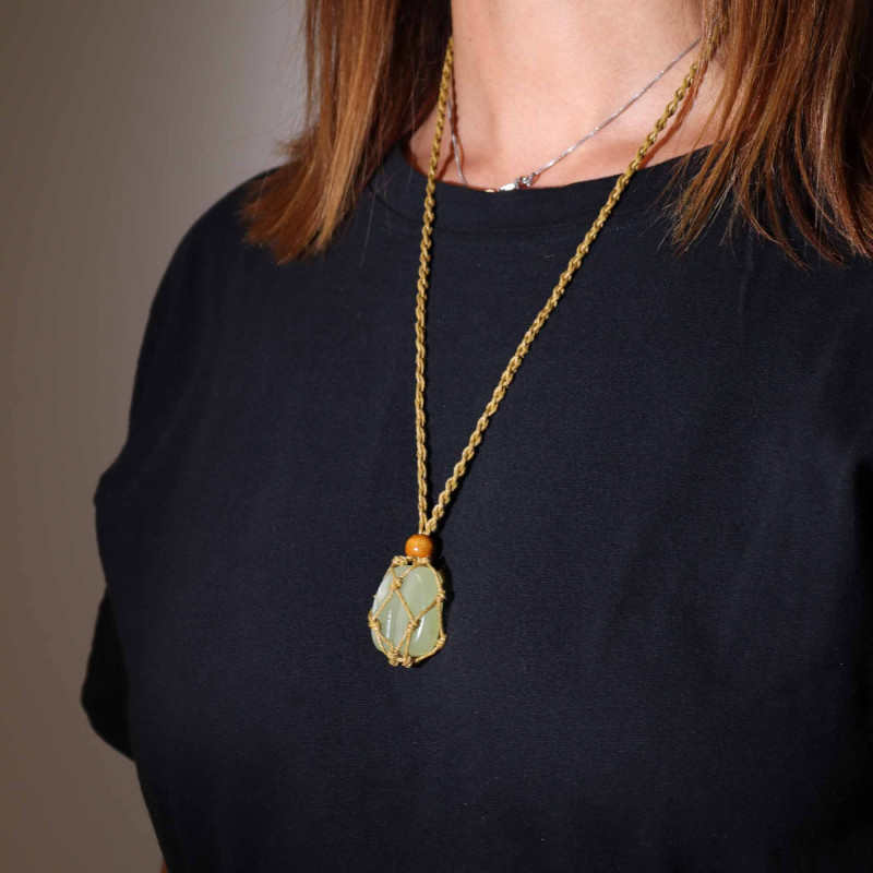 Collier avec cordon en cristal et pierres précieuses, 45 cm/18 pouces - Sable