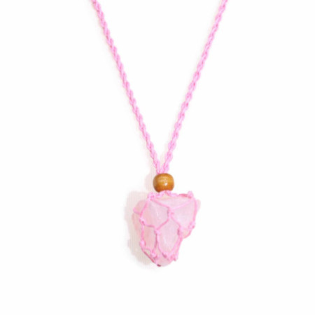 Collier avec cordon en cristal et pierres précieuses, 45 cm/18 pouces - Rose