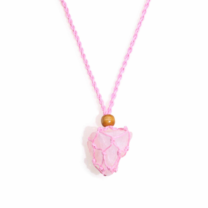 Collier avec cordon en cristal et pierres précieuses, 45 cm/18 pouces - Rose