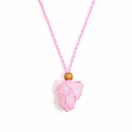 Collier avec cordon en cristal et pierres précieuses, 45 cm/18 pouces - Rose