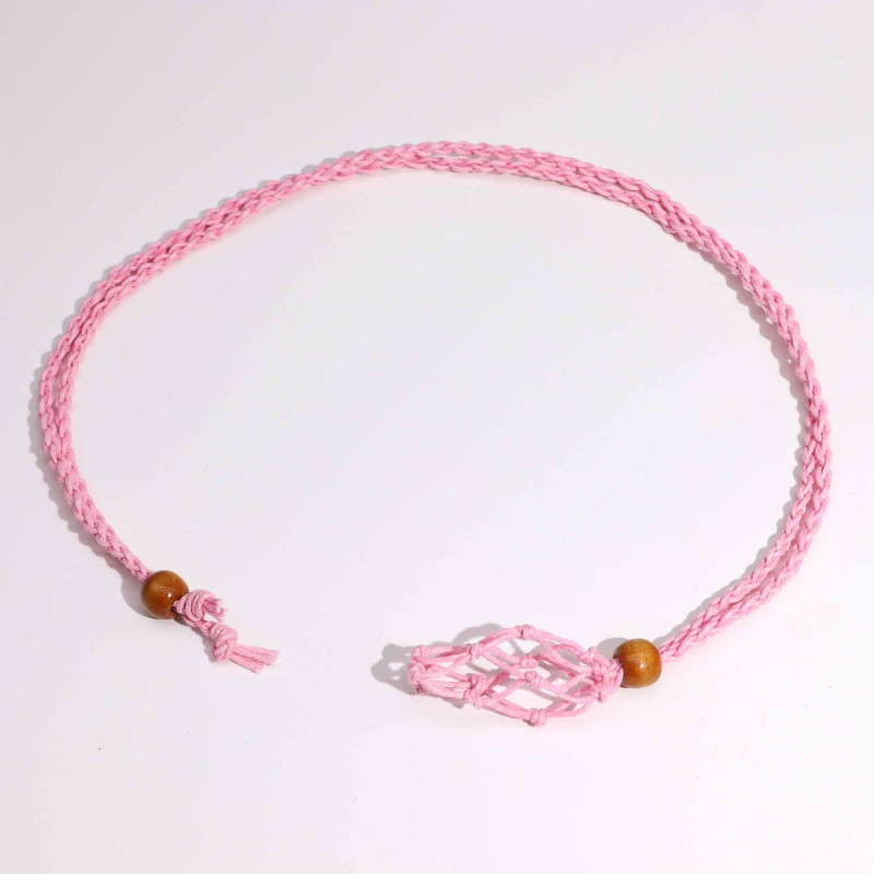 Collier avec cordon en cristal et pierres précieuses, 45 cm/18 pouces - Rose
