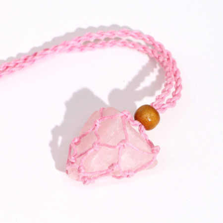 Collier avec cordon en cristal et pierres précieuses, 45 cm/18 pouces - Rose