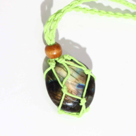 Collier avec cordon en cristal et pierres précieuses, 45 cm/18 pouces - Vert