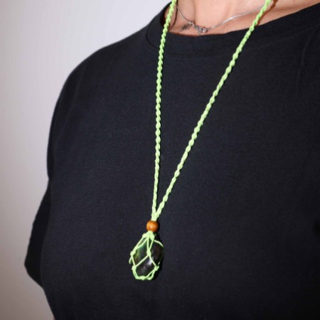 Collier avec cordon en cristal et pierres précieuses, 45 cm/18 pouces - Vert