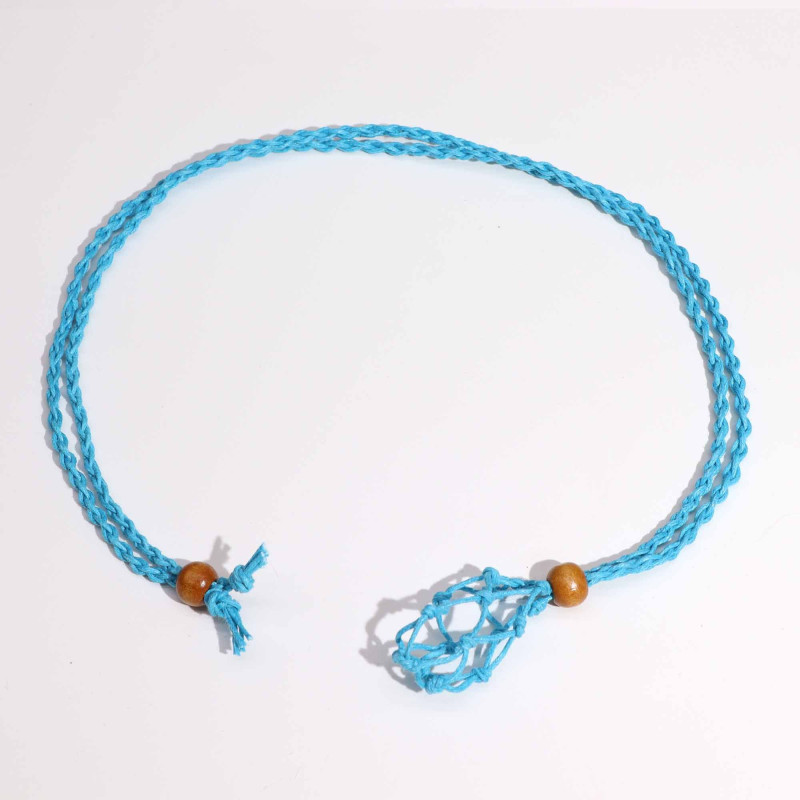 Collier avec cordon en cristal et pierres précieuses, 45 cm/18 pouces - Bleu