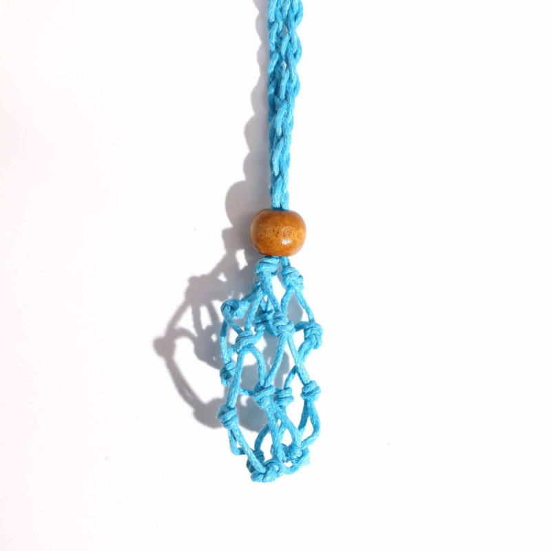 Collier avec cordon en cristal et pierres précieuses, 45 cm/18 pouces - Bleu