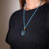 Collier avec cordon en cristal et pierres précieuses, 45 cm/18 pouces - Bleu