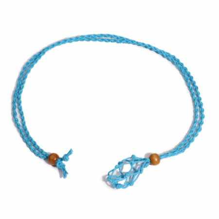 Collier avec cordon en cristal et pierres précieuses, 45 cm/18 pouces - Bleu