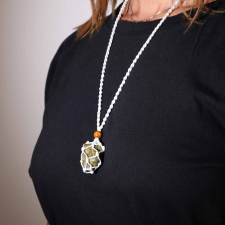 Collier avec cordon en cristal et pierres précieuses, 45 cm/18 pouces - Blanc