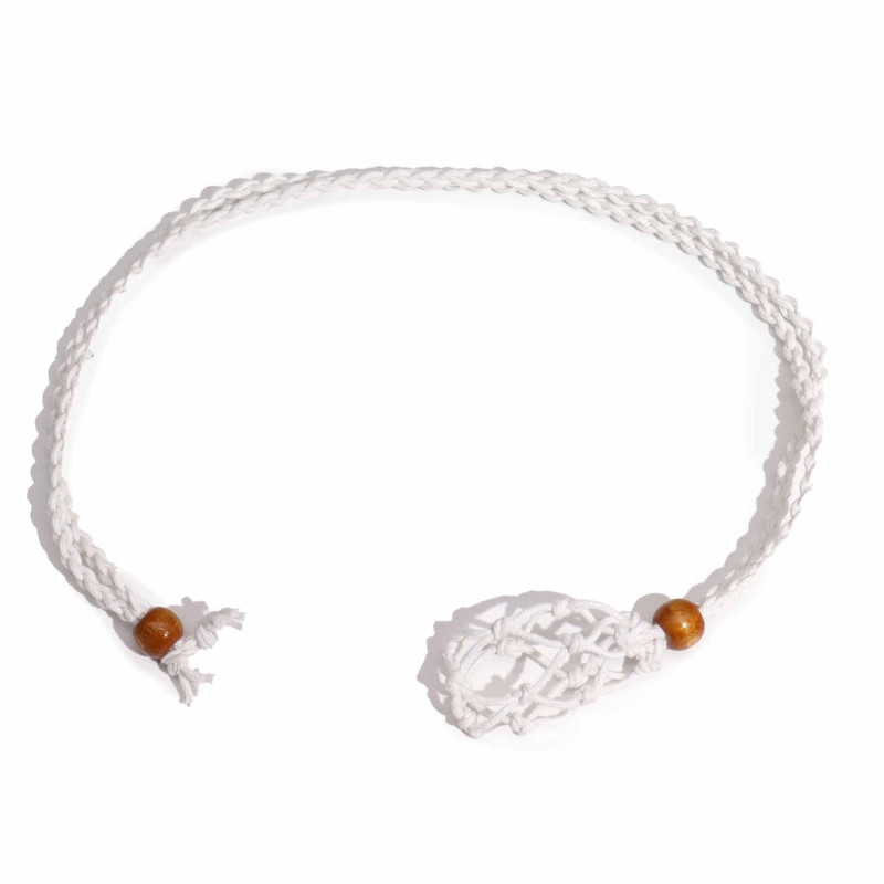 Collier avec cordon en cristal et pierres précieuses, 45 cm/18 pouces - Blanc