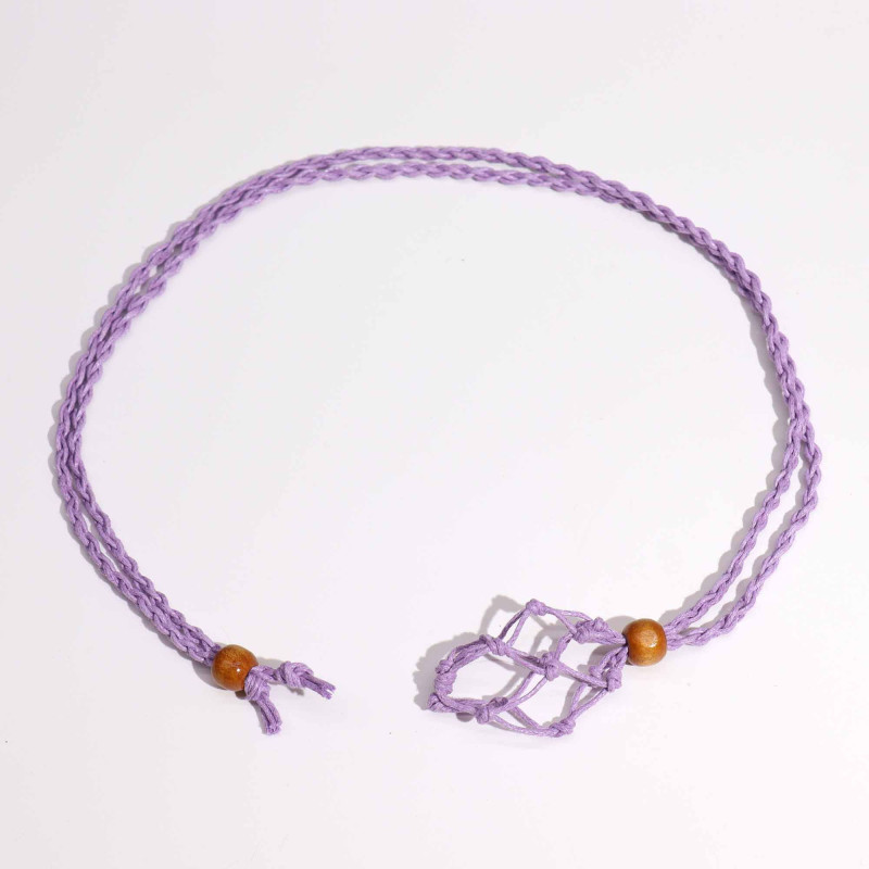 Collier avec cordon en cristal et pierres précieuses, 45 cm/18 pouces - Violet