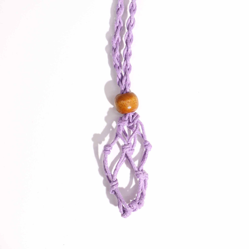 Collier avec cordon en cristal et pierres précieuses, 45 cm/18 pouces - Violet