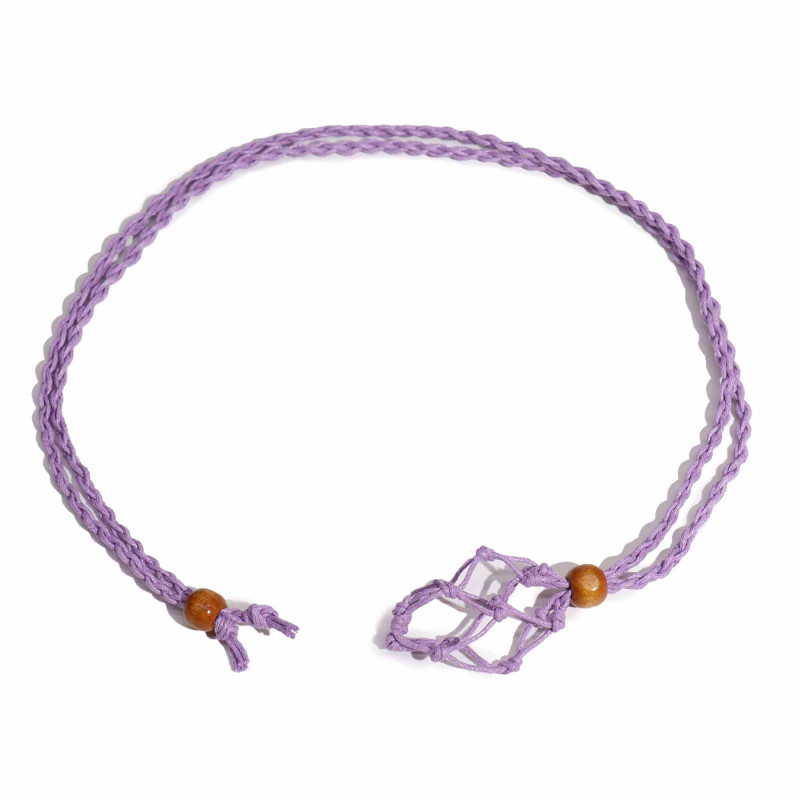 Collier avec cordon en cristal et pierres précieuses, 45 cm/18 pouces - Violet