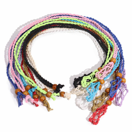 Collier en cristal et pierres précieuses, cordon de 45 cm (18 pouces) - Mélange de 11 couleurs