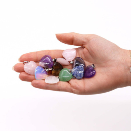 Pendentifs cœur en pierres précieuses (12 assortis) 20 x 6 mm