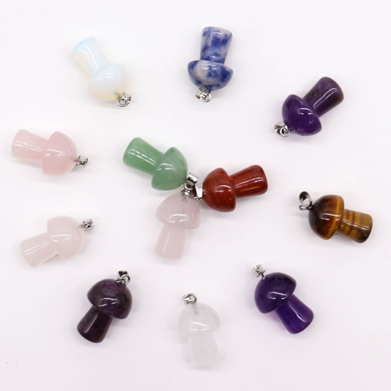 Pendentifs champignons en pierres précieuses (12 assortis) 20 x 15 mm