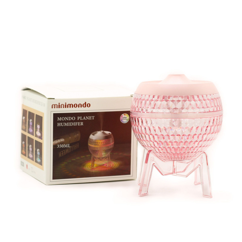 Humidificateur rose Mondo Planet - USB - Changement de couleur (éclairage vers le bas)