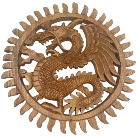 Sculpture en plaque du dragon solaire ailé - 30 cm